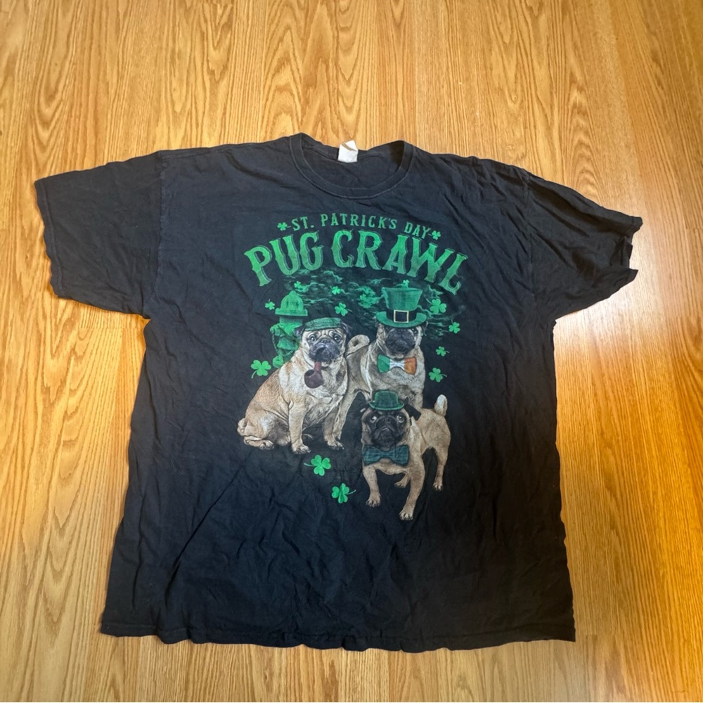 Men’s Vintage St. Patrick's Day Pug Crawl T-Shirt XL/XXL